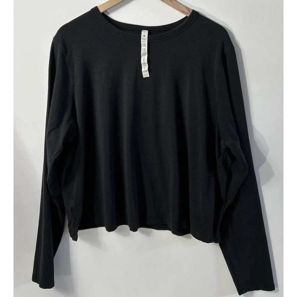 lululemon Classic-Fit Cotton-Blend Long-Sleeve Shirt Black  Sz 18